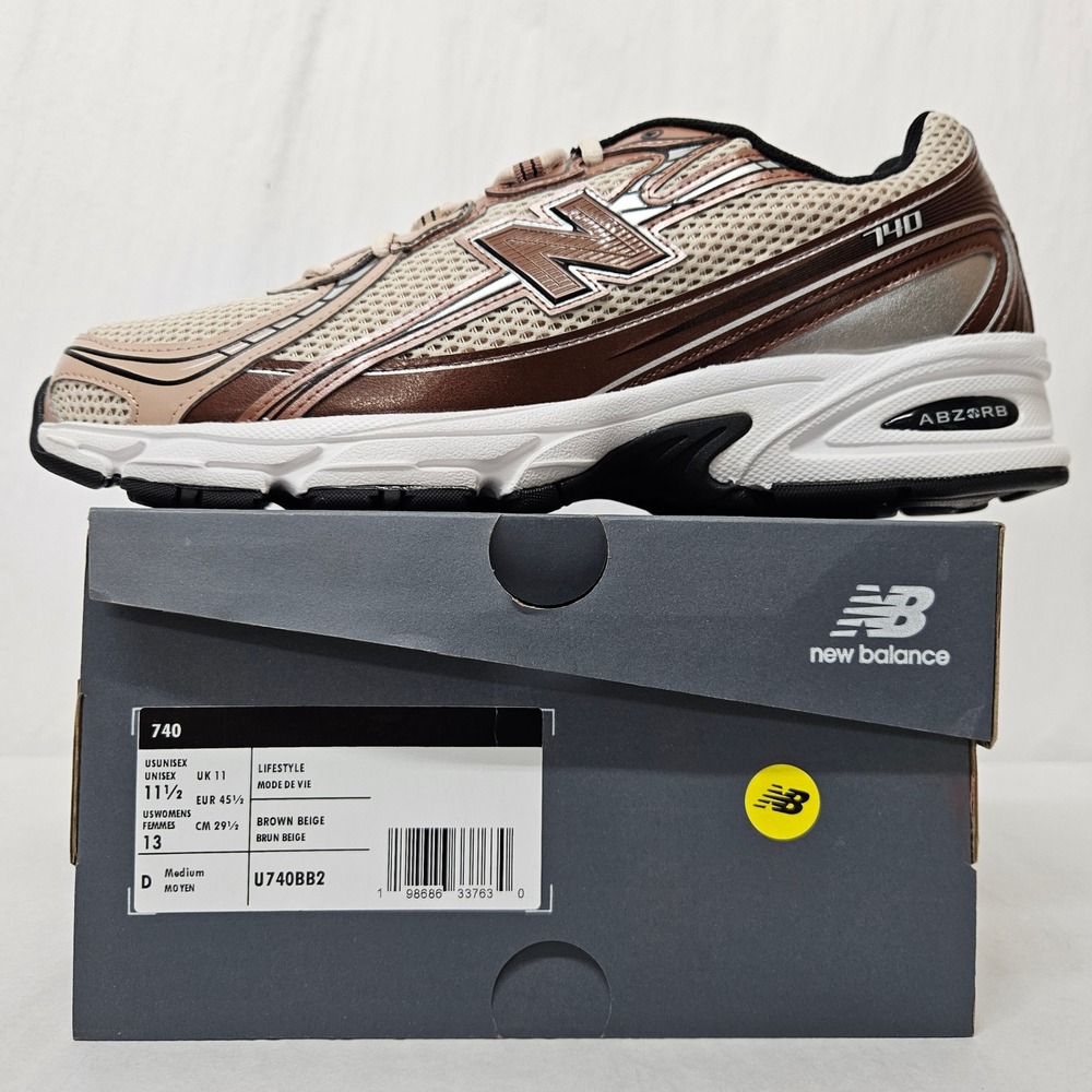 New Balance 740 Running Sneakers Retro U740BB2 Brown Beige Mesh Men's Size 11.5